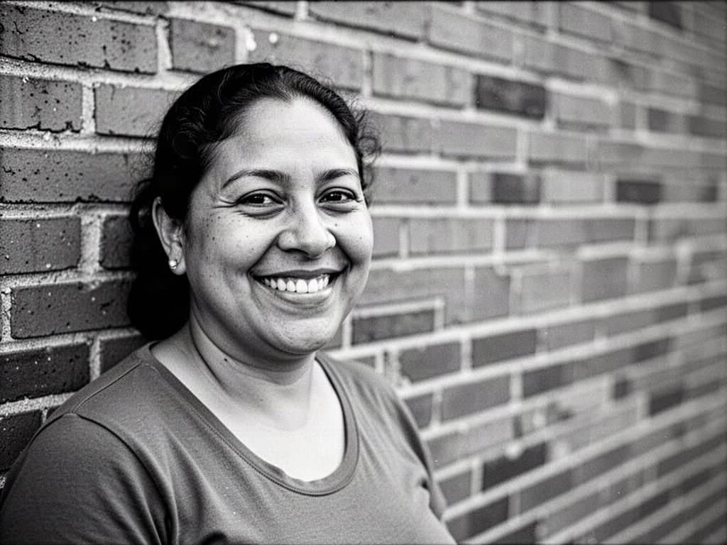 Smiling community organizer in her neighborhood